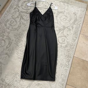 Black leather dress